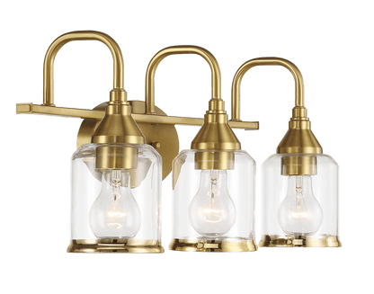 Twilight Three Lights Brushed Gold Contemporary Vanity Light 22"W × 10"H × 7.48"E with Clear Glass - WLL03901201