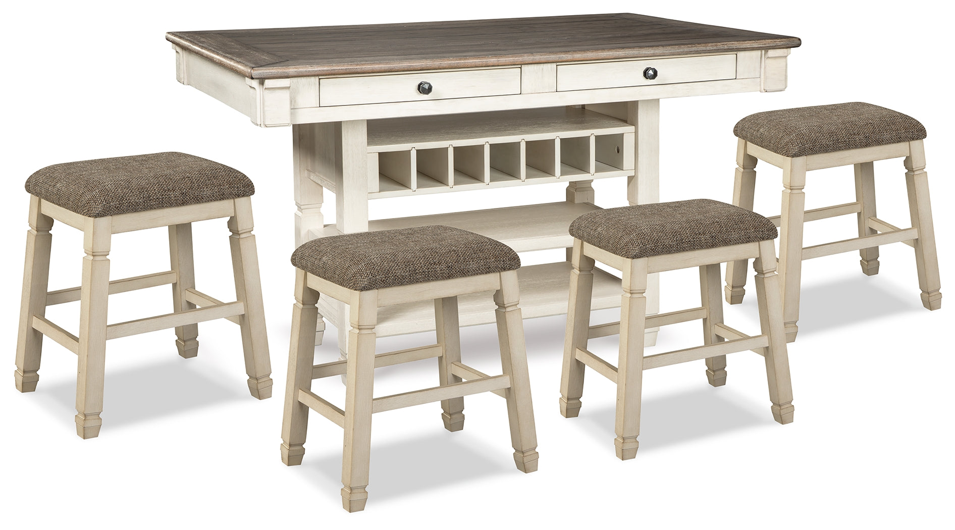 Two-tone Bolanburg Counter Height Dining Table and 4 Barstools - PKG014019