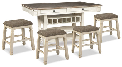 Two-tone Bolanburg Counter Height Dining Table and 4 Barstools - PKG014019