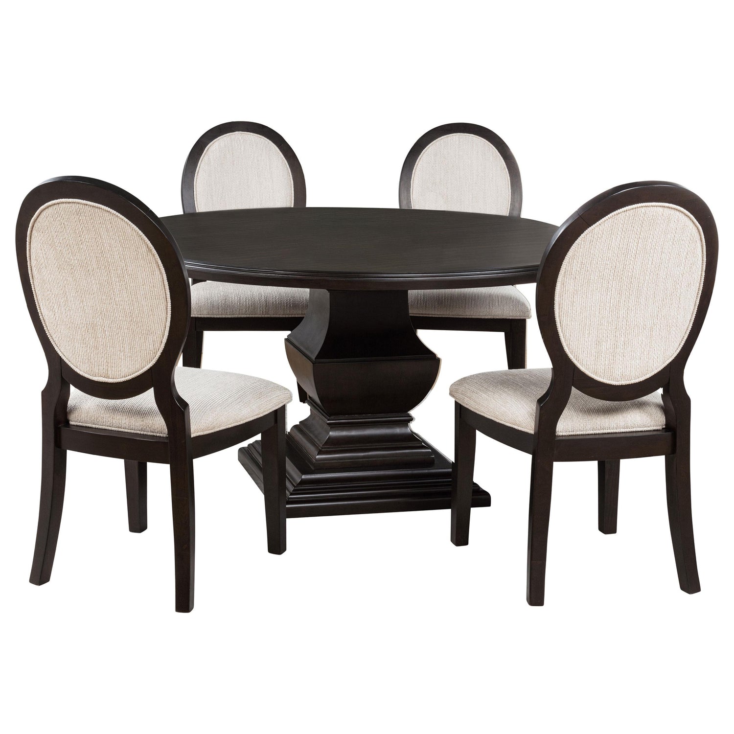Twyla 5-piece Round Wood Dining Room Table Set Dark Cocoa - 109230-S5