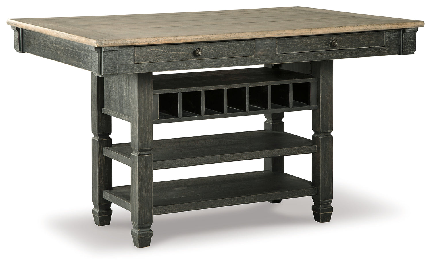 Tyler Creek Black/Gray Counter Height Dining Table and 2 Barstools - D736D14