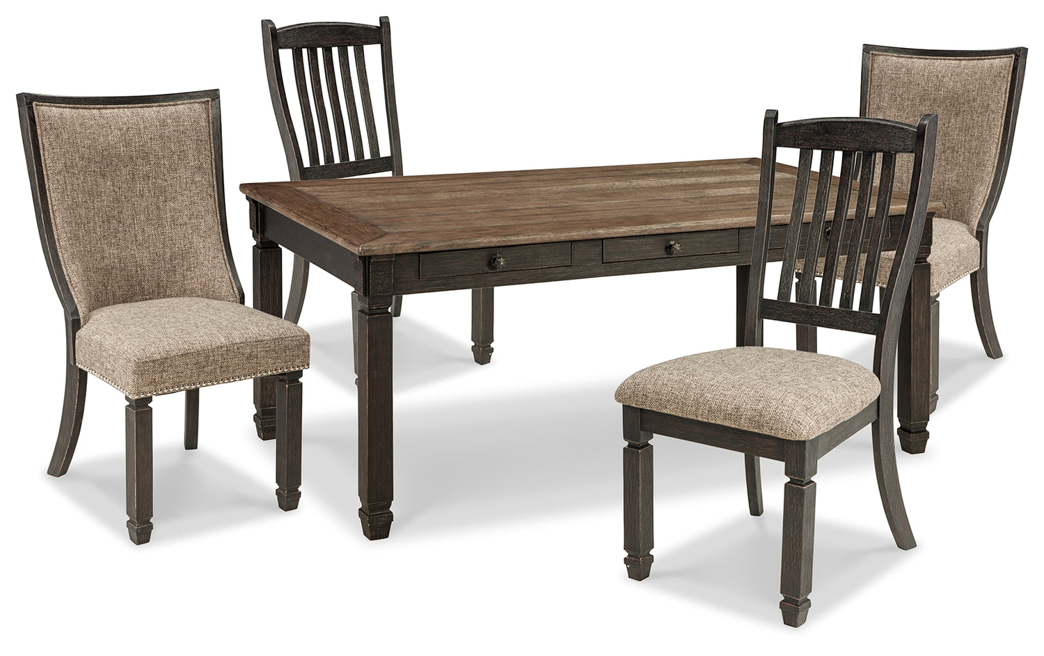 Tyler Creek Black/Grayish Brown Dining Table and 4 Chairs - D736D12