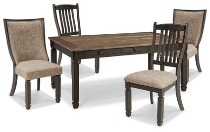 Tyler Creek Black/Grayish Brown Dining Table and 4 Chairs - D736D12