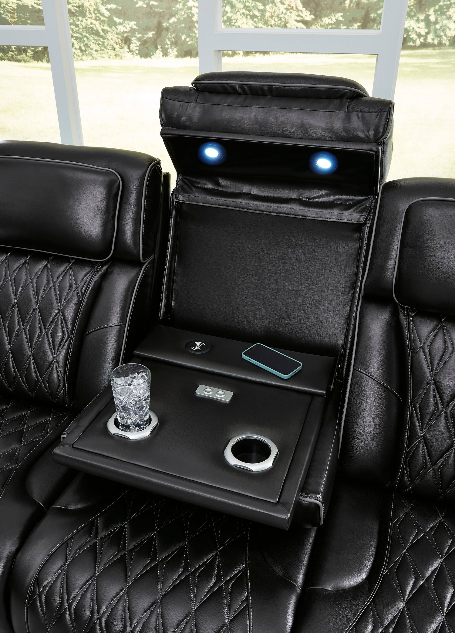 U271-06 Power Reclining Set (Genuine Leather + Air Massage) *2pc - U271-06 BLACK 2pc