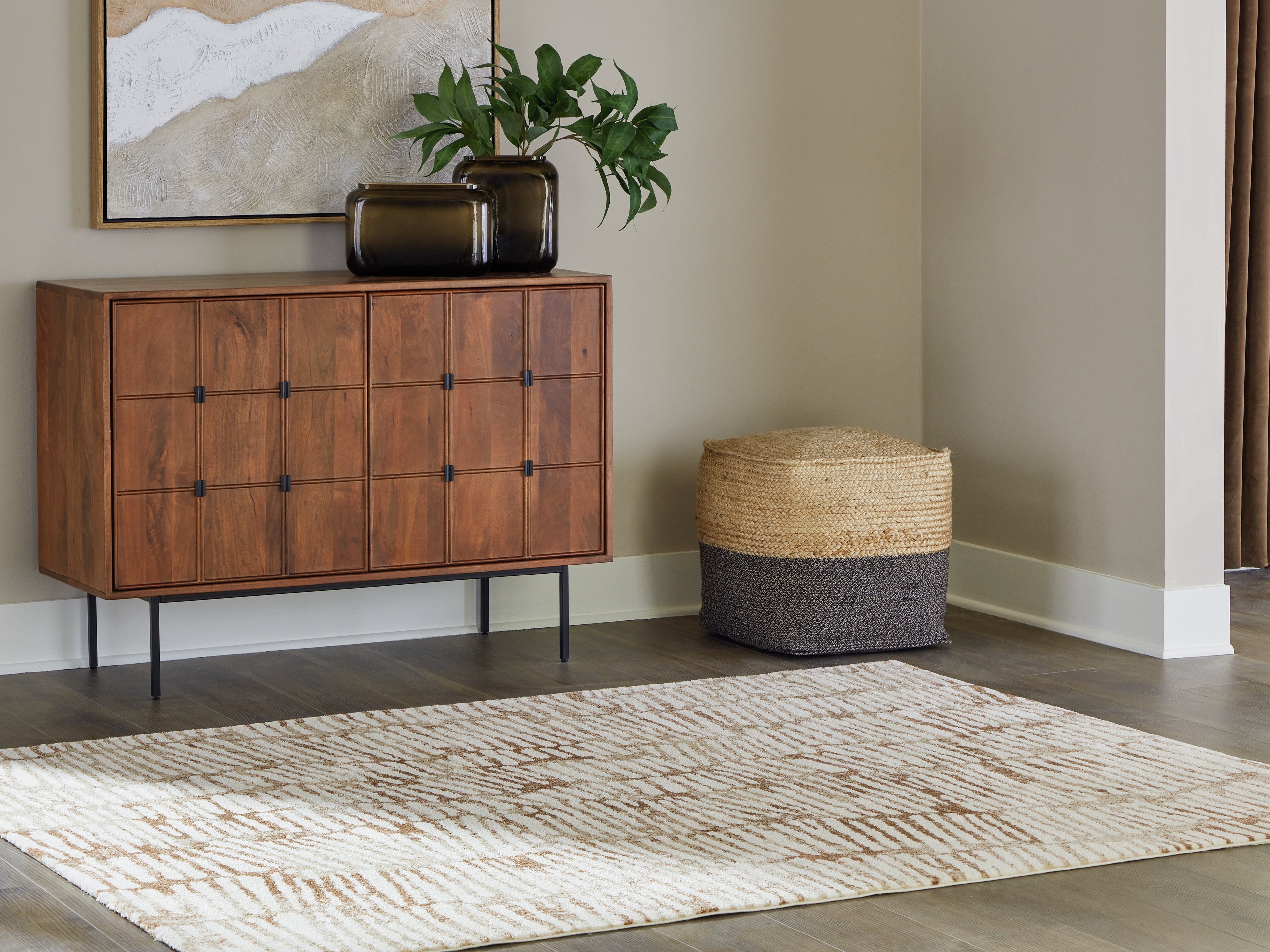 Uduak Cream/Tan/Rust Medium Rug - R408112