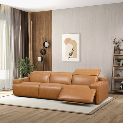 Urbana Triple PWR Recliner Sofa - Tan Leather - RSF03800301