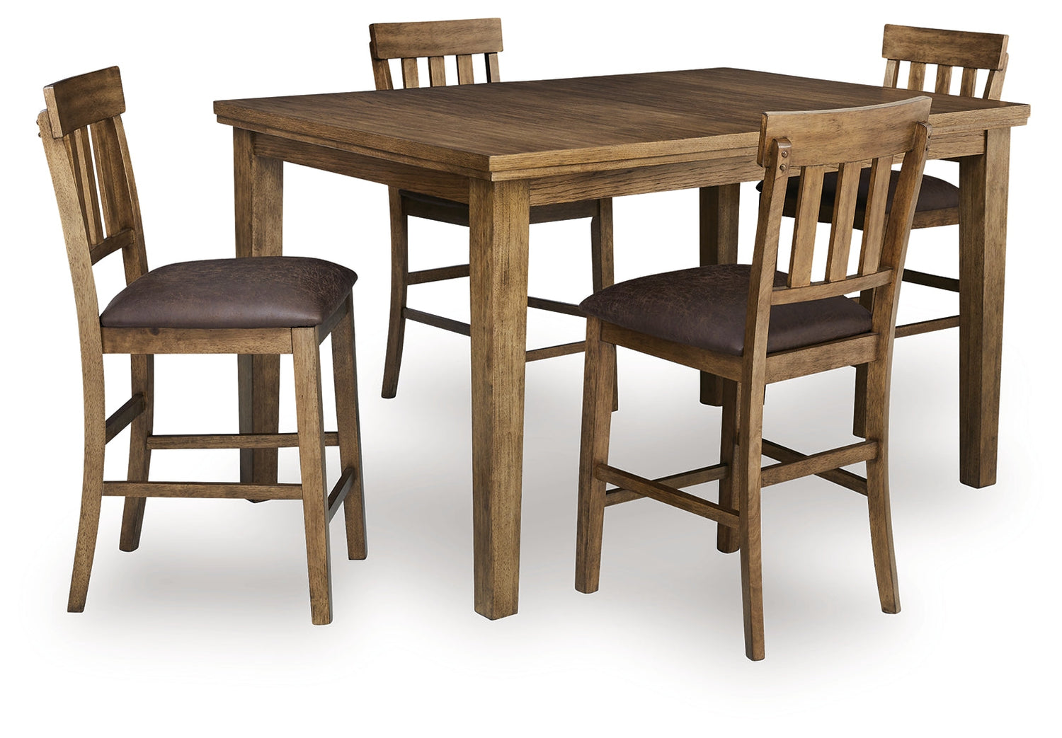 Urbinforte Counter Height Dining Table and 4 Barstools in Light Brown from Ashley - Luna Furniture