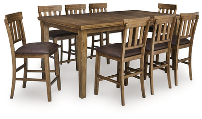 Urbinforte Counter Height Dining Table and 8 Barstools in Light Brown from Ashley - Luna Furniture
