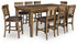 Urbinforte Counter Height Dining Table and 8 Barstools in Light Brown from Ashley - Luna Furniture