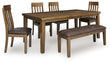 Urbinforte Dining Table and 4 Chairs and Bench in Light Brown from Ashley - Luna Furniture