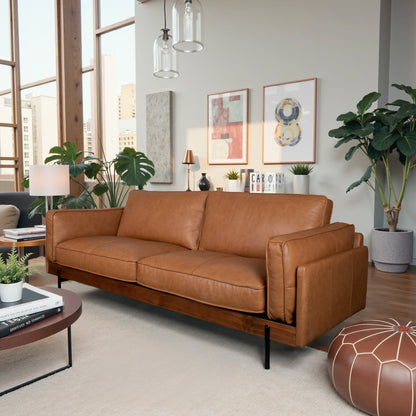 Utica Premium Leather Living Room Sofa with Metal Legs &amp; Sustainable Materials - SOF04407901