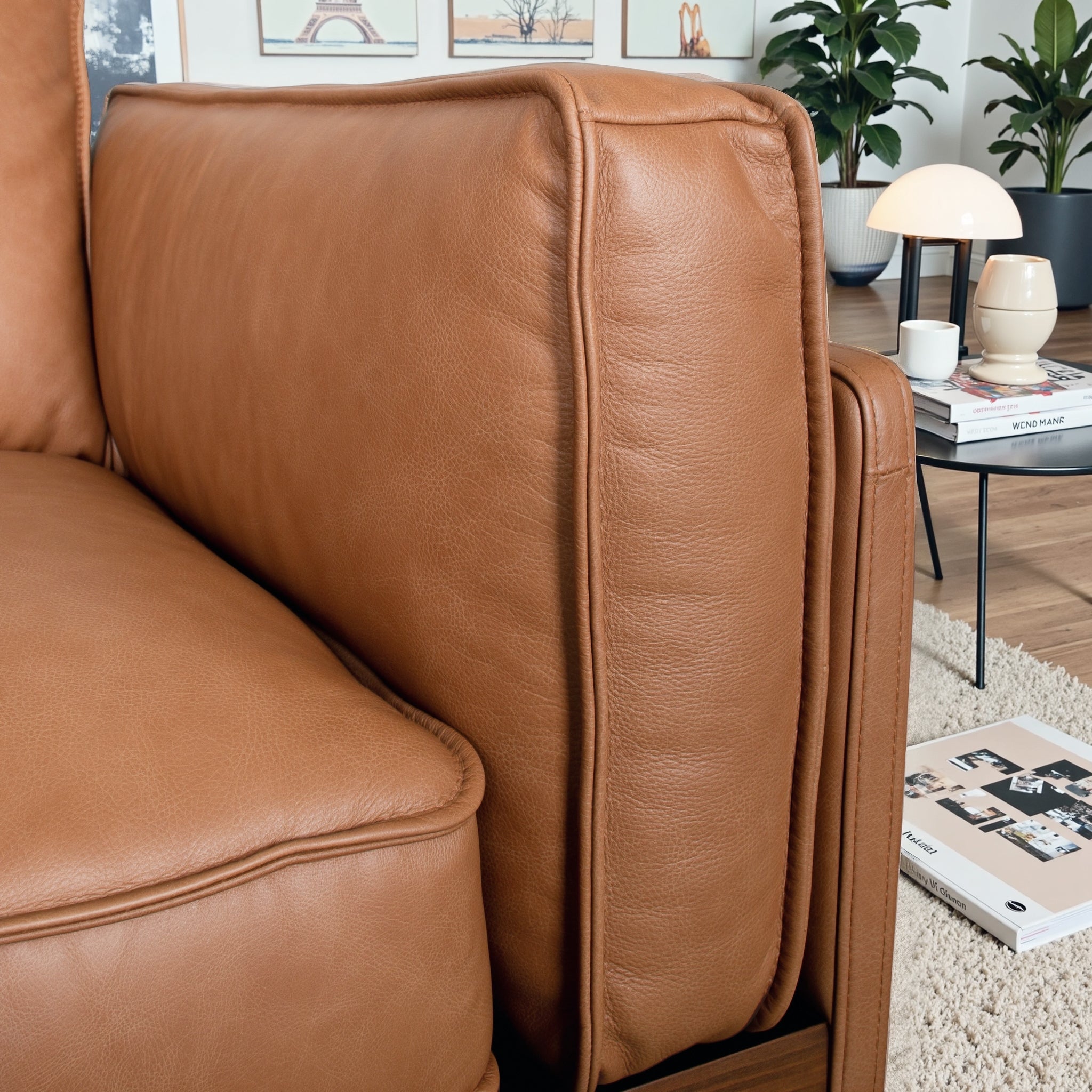 Utica Premium Leather Living Room Sofa with Metal Legs &amp; Sustainable Materials - SOF04407901