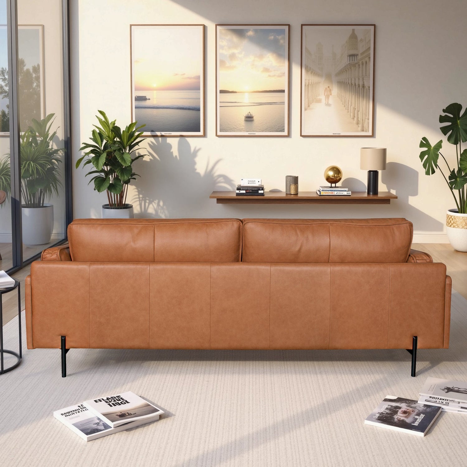 Utica Premium Leather Living Room Sofa with Metal Legs &amp; Sustainable Materials - SOF04407901