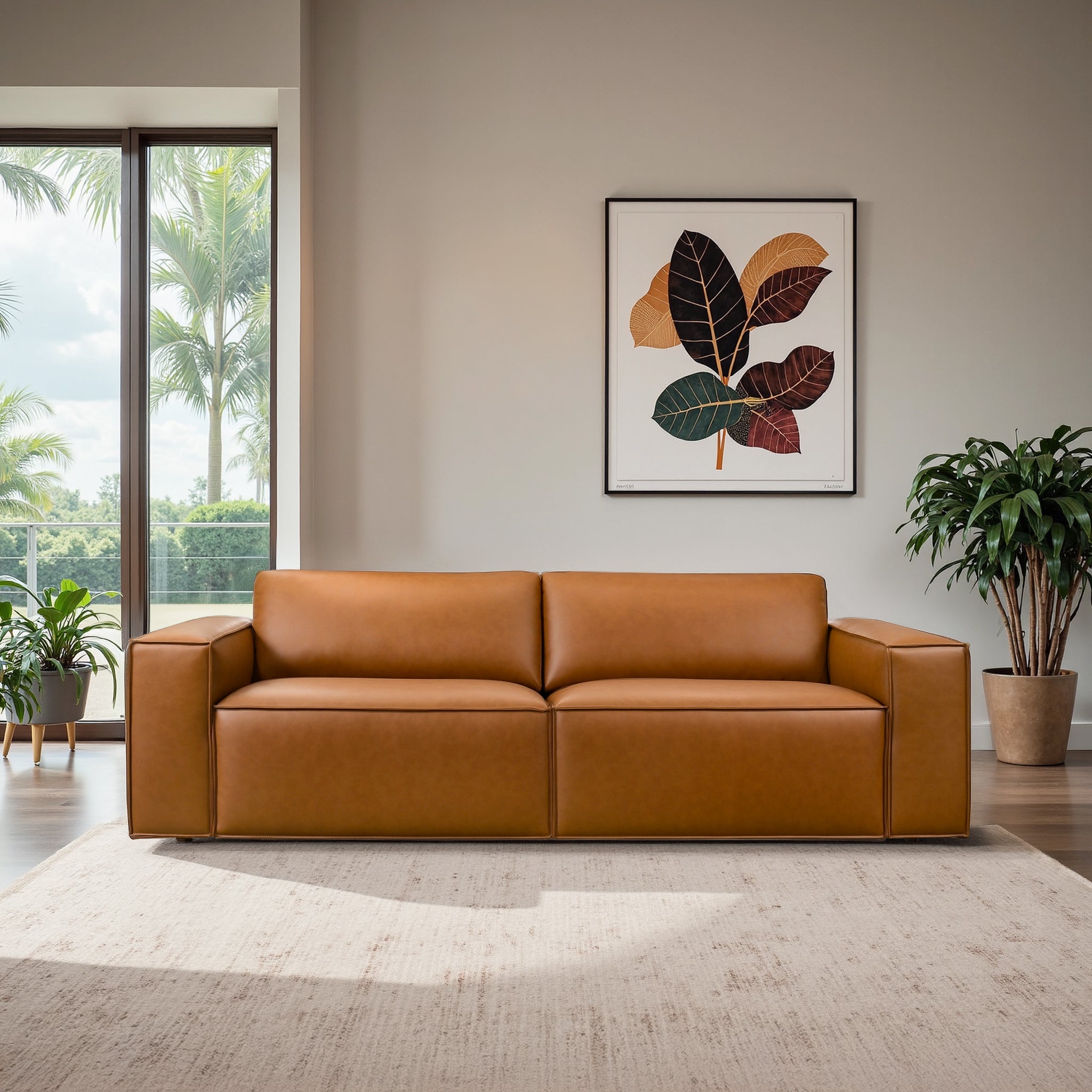 Uvalde Mid-Century Modern Vegan Leather Luxurious Sofa - SOF00407601