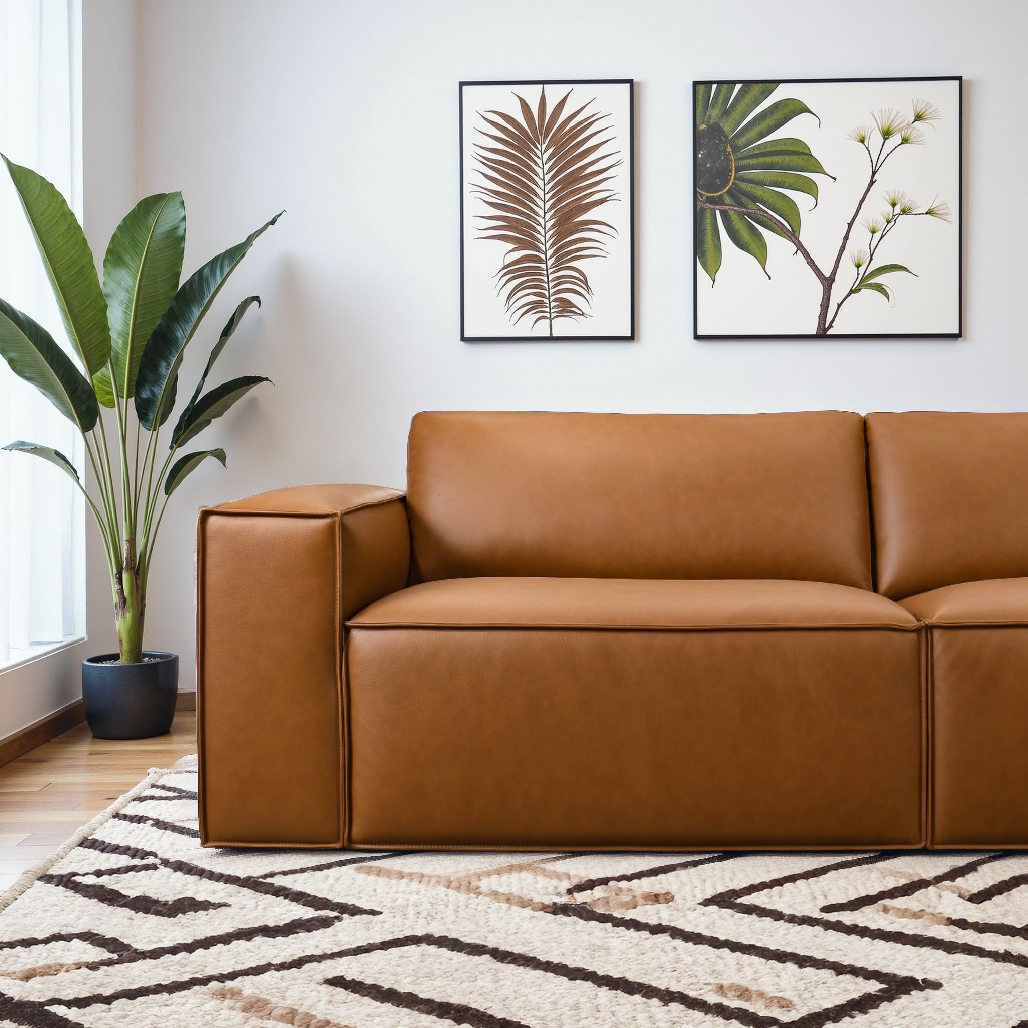 Uvalde Mid-Century Modern Vegan Leather Luxurious Sofa - SOF00407601