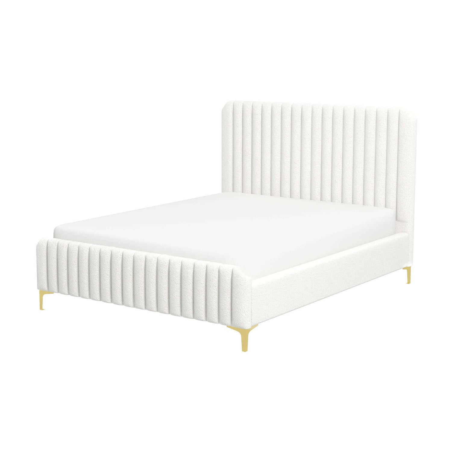 Valery Queen Size Cream Boucle Platform Bed - BED00500108