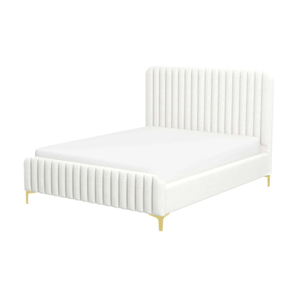 Valery Queen Size Cream Boucle Platform Bed - BED00500108