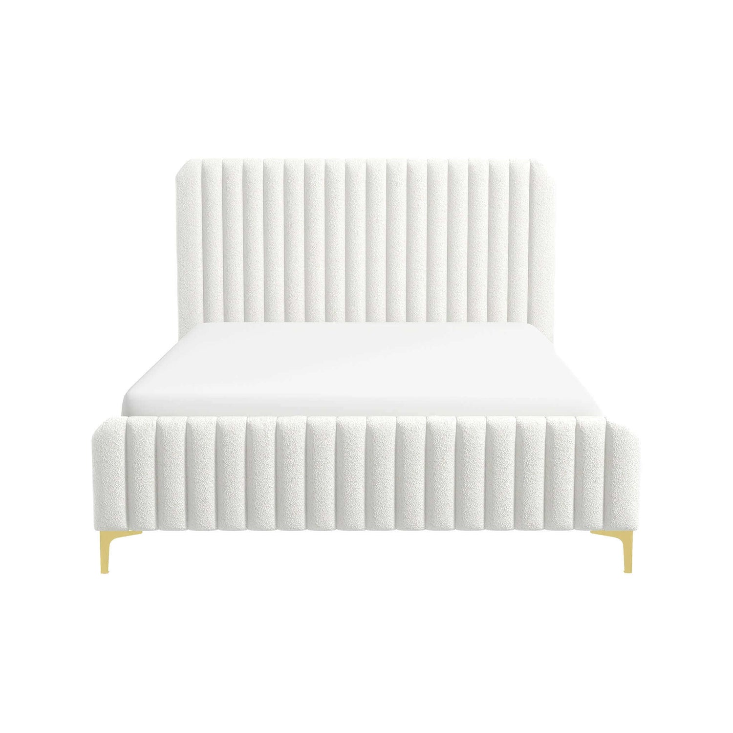 Valery Queen Size Cream Boucle Platform Bed - BED00500108
