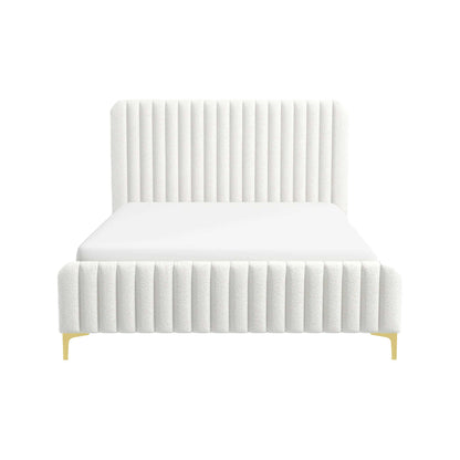 Valery Queen Size Cream Boucle Platform Bed - BED00500108