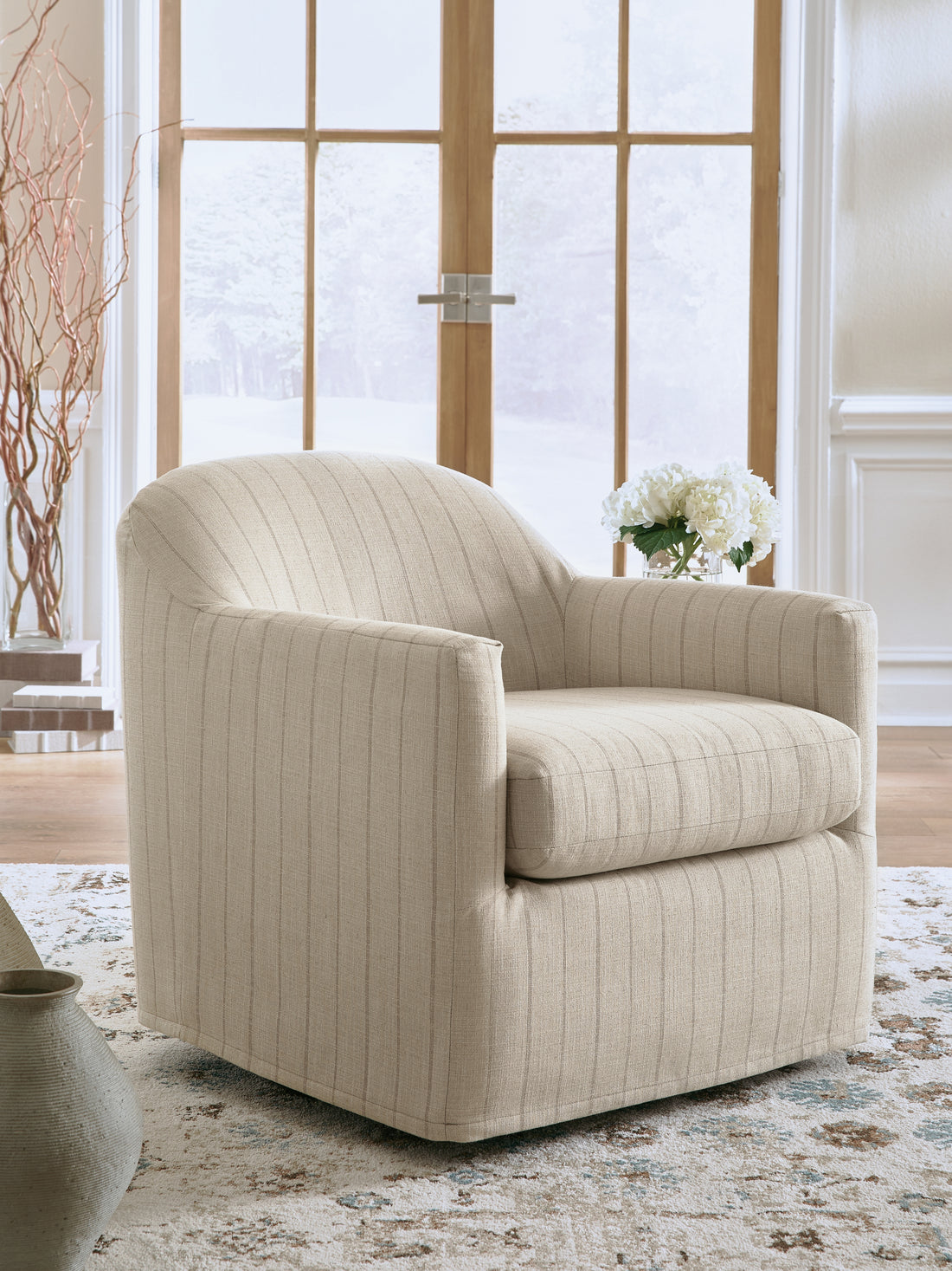 Valwick Cream/Brown Swivel Accent Chair - A3000817