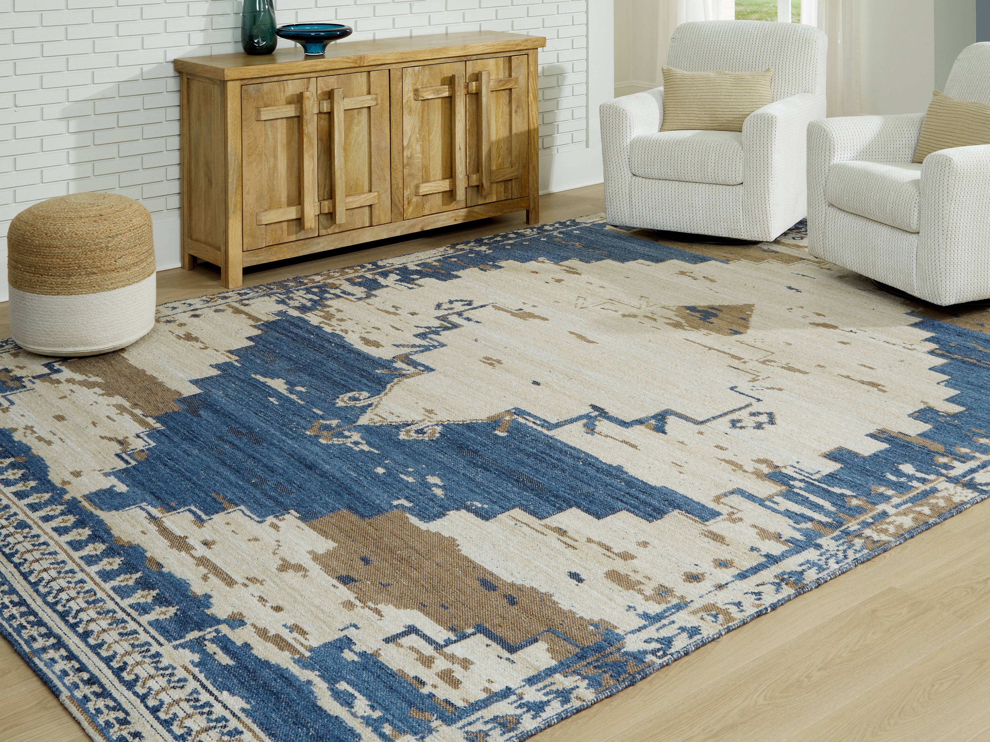 Varnler Blue/Brown/Tan Extra Large Rug - R407130