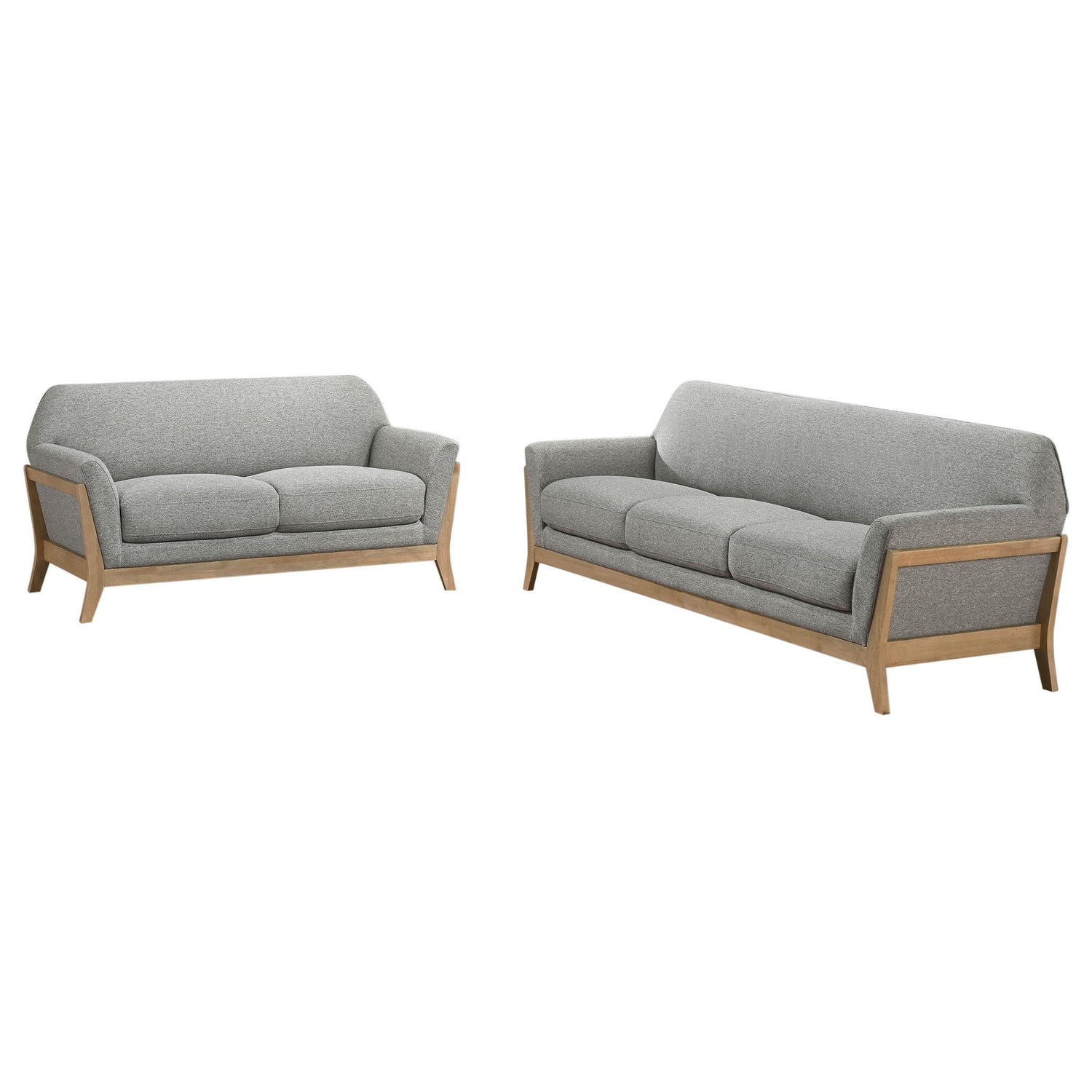 Vaughn 2-piece Fabric Upholstered Flared Arm Sofa Set Grey - 511071-S2