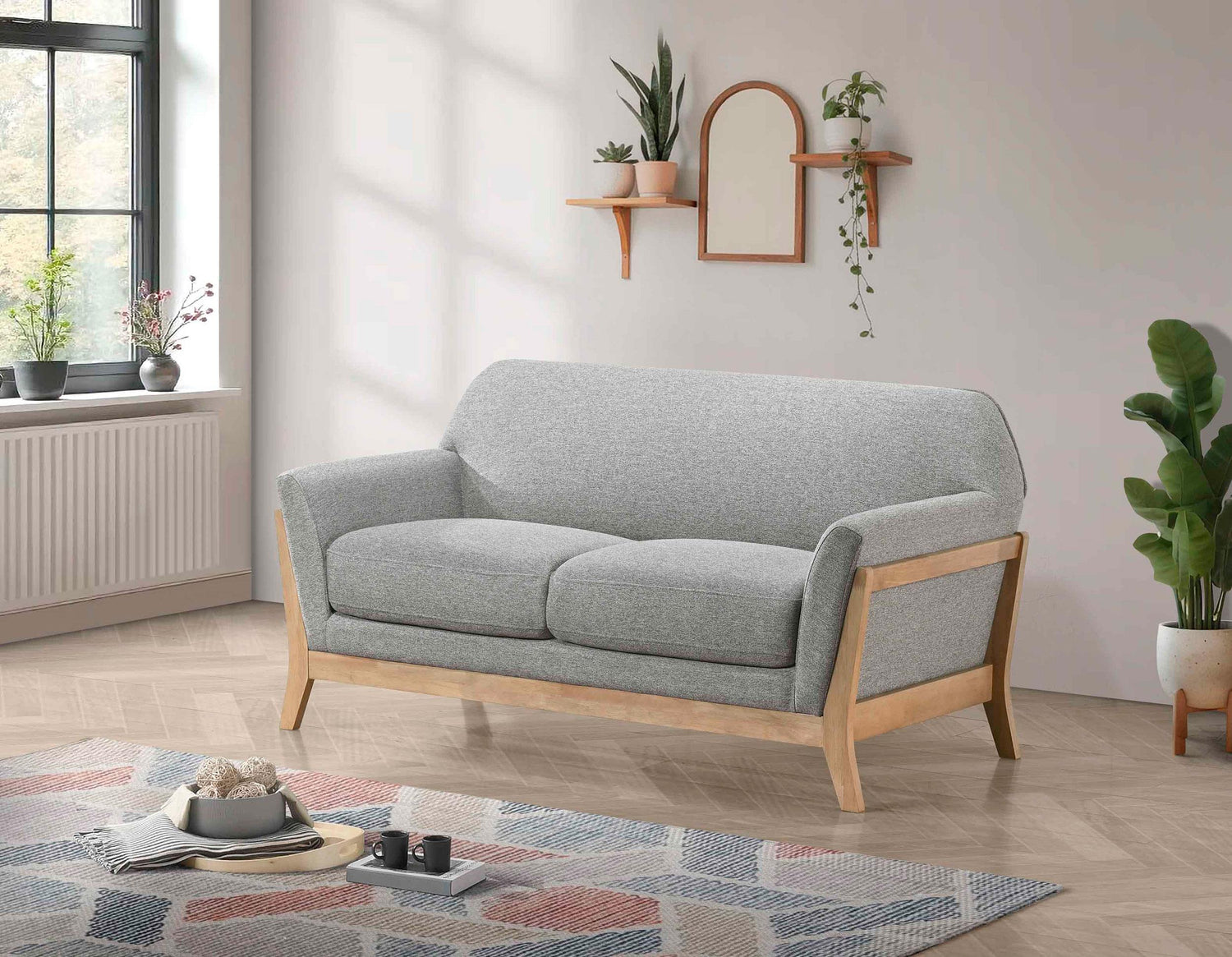 Vaughn Fabric Upholstered Flared Arm Loveseat Grey - 511072