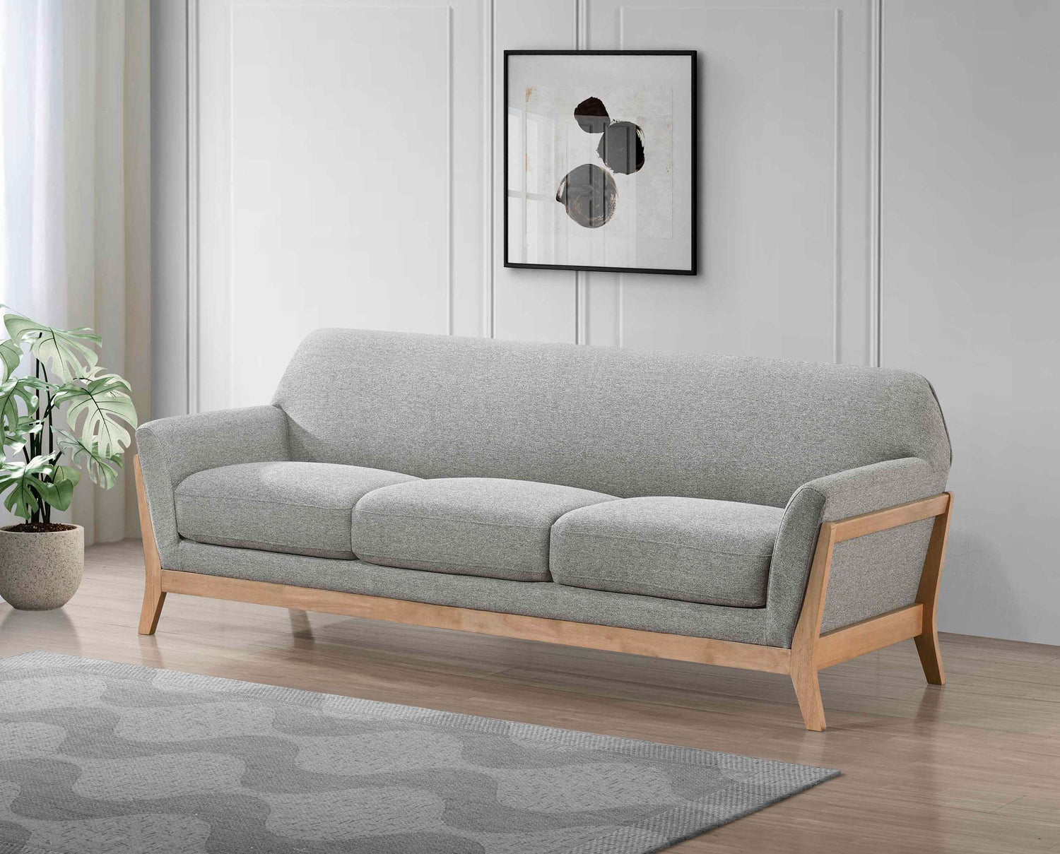 Vaughn Fabric Upholstered Flared Arm Sofa Grey - 511071