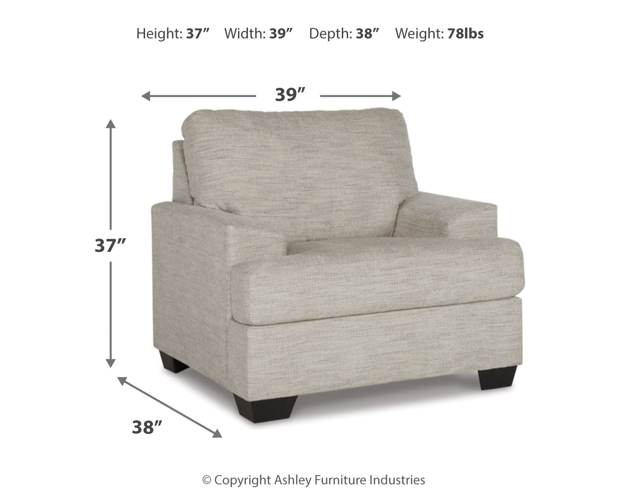 Vayda Chair and Ottoman in Pebble - PKG015018