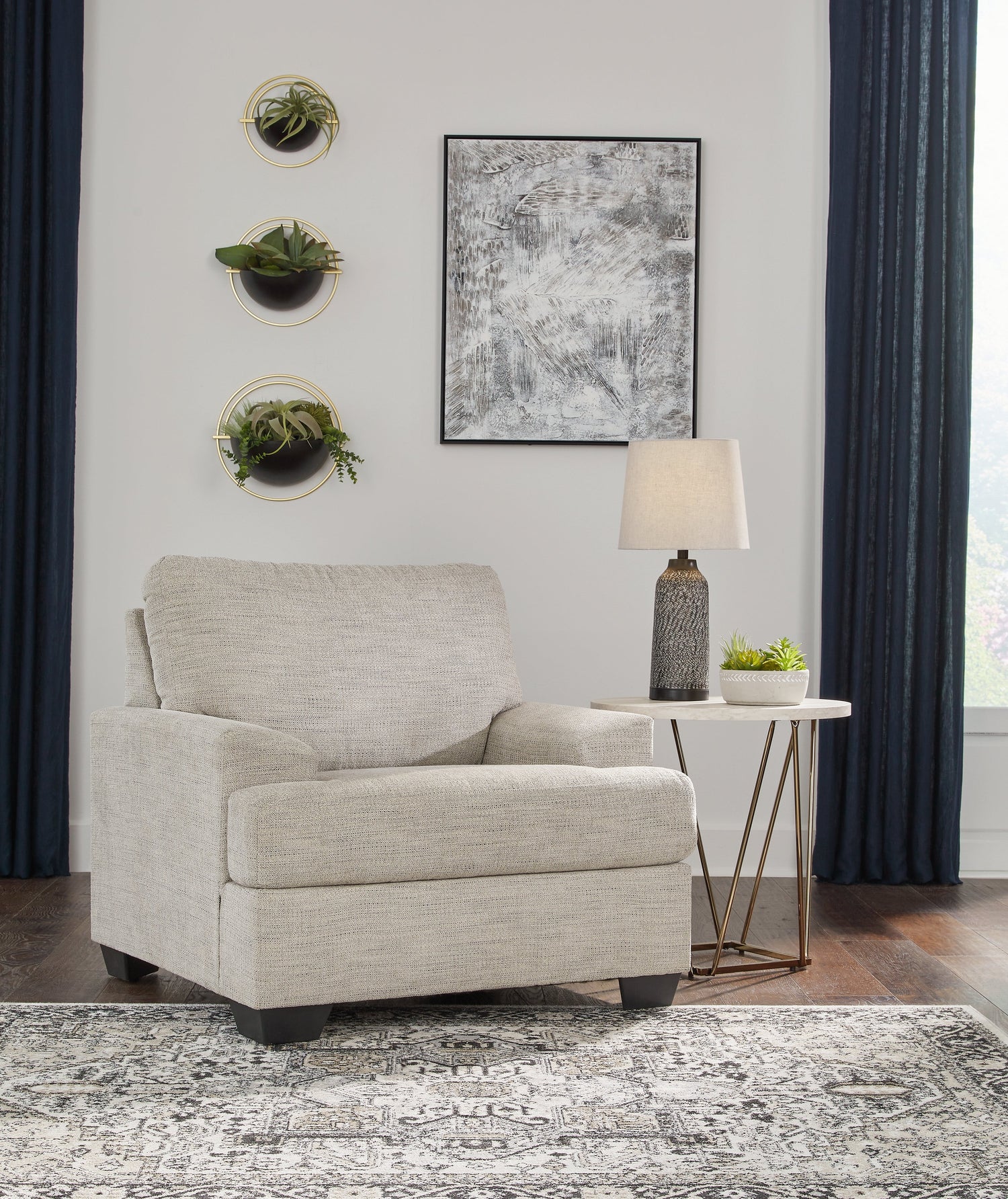 Vayda Chair and Ottoman in Pebble - PKG015018