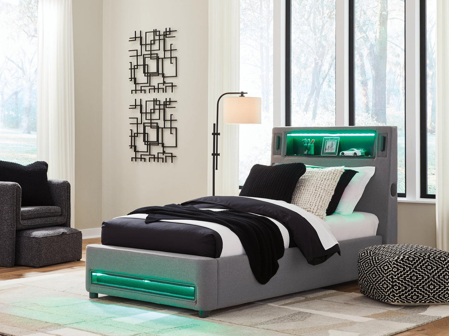 Verishaw Gray Twin Upholstered Bed - PCB2721B23