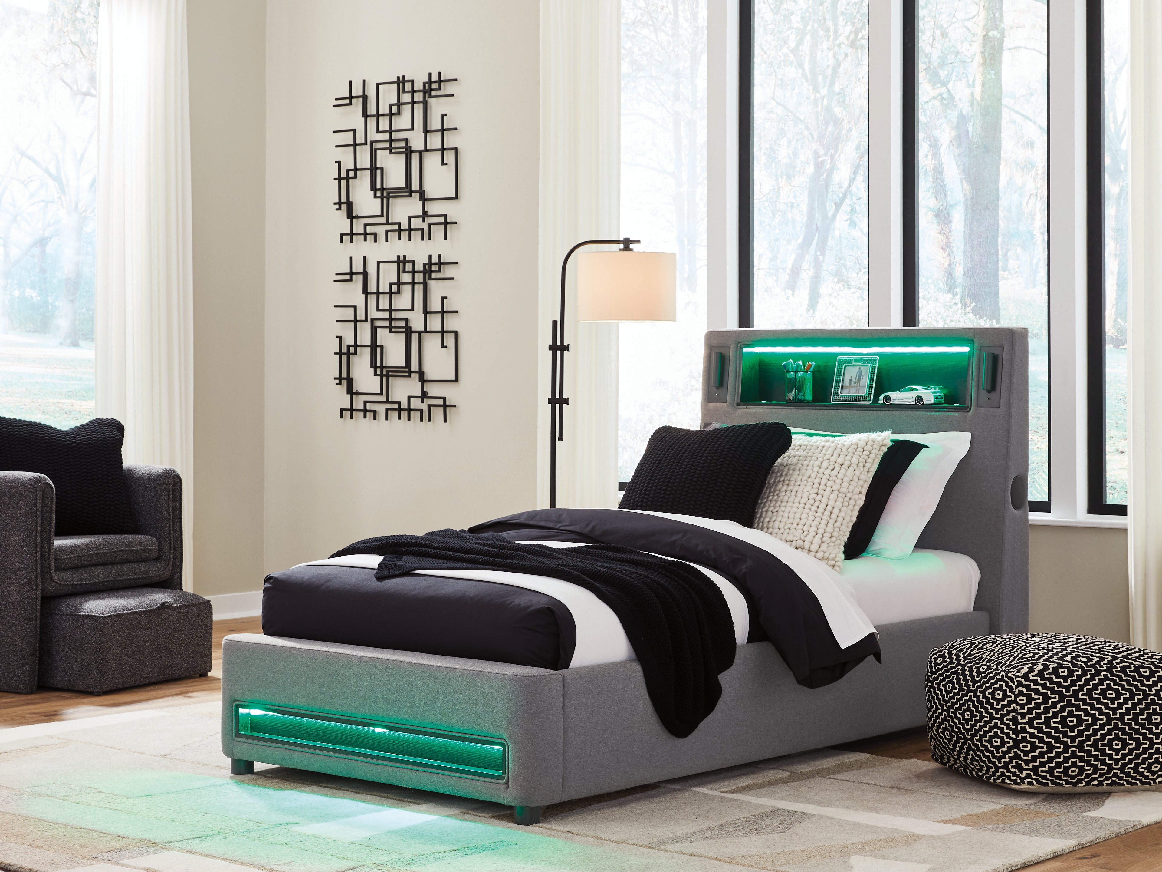 Verishaw Gray Twin Upholstered Bed - PCB2721B23