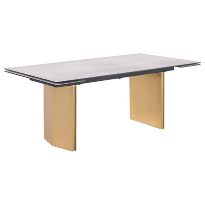 Vesa 97-inch Glass Top Extension Dining Table Beige - 193631