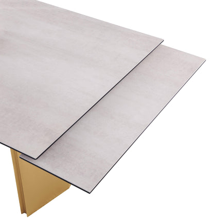 Vesa 97-inch Glass Top Extension Dining Table Beige - 193631