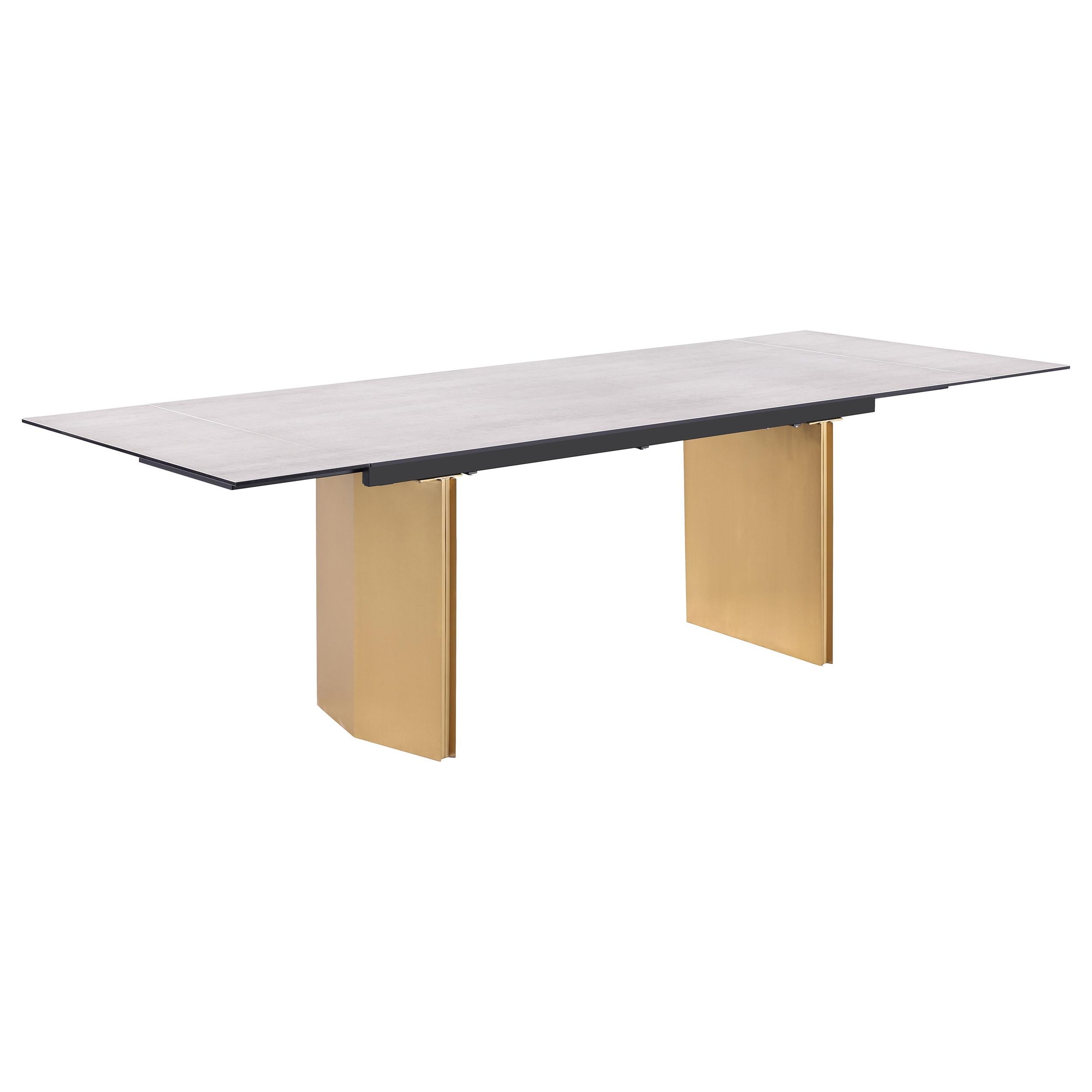 Vesa 97-inch Glass Top Extension Dining Table Beige - 193631