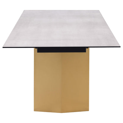 Vesa 97-inch Glass Top Extension Dining Table Beige - 193631