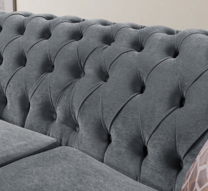 Victoria Gray Velvet Sofa &amp; Loveseat - VICTORIAGRAY-SL