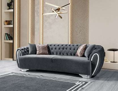 Victoria Gray Velvet Sofa &amp; Loveseat - VICTORIAGRAY-SL