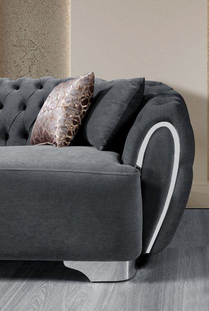 Victoria Gray Velvet Sofa &amp; Loveseat - VICTORIAGRAY-SL