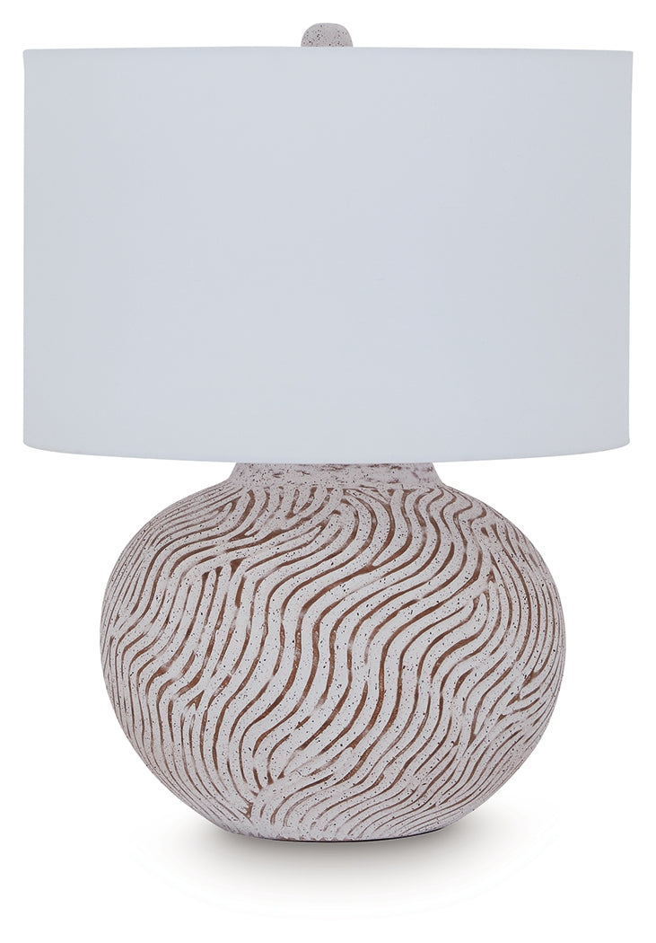Vien Distressed White Table Lamp - L100894