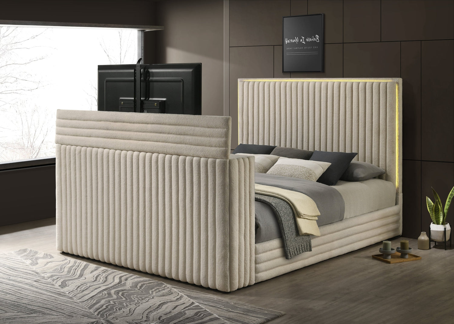 Villa White King Platform Bed
