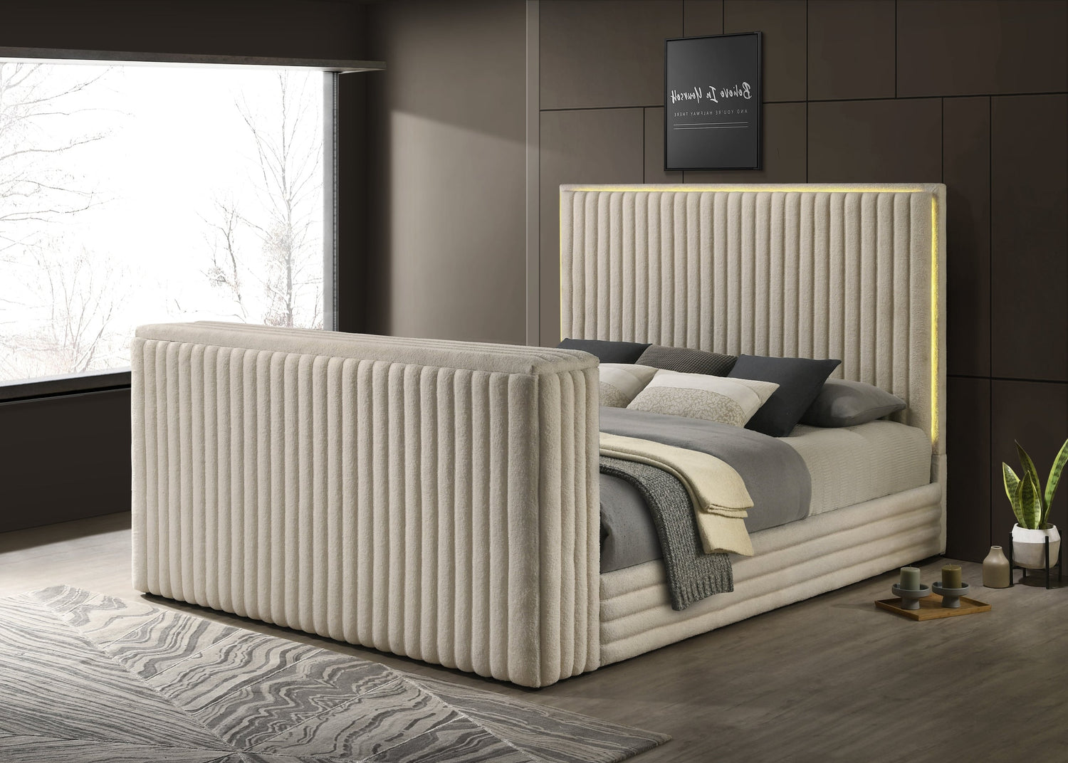 Villa White King Platform Bed