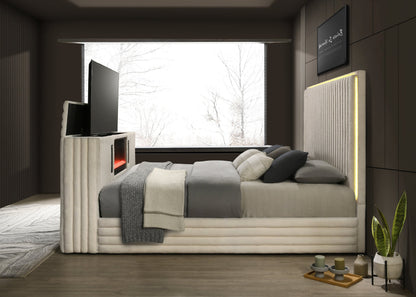 Villa White Platform Bed - Queen, King *Queen - VILLA WHITE Queen