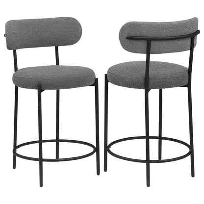 Viola Boucle Upholstered Counter Stool Black (Set of 2) - 108198