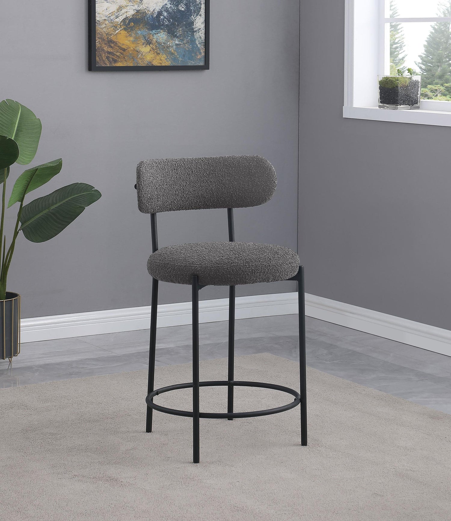 Viola Boucle Upholstered Counter Stool Black (Set of 2) - 108198