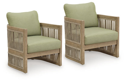 Vision Lane Beige/Green Outdoor Lounge Chair (Set of 2) - PCP604-820