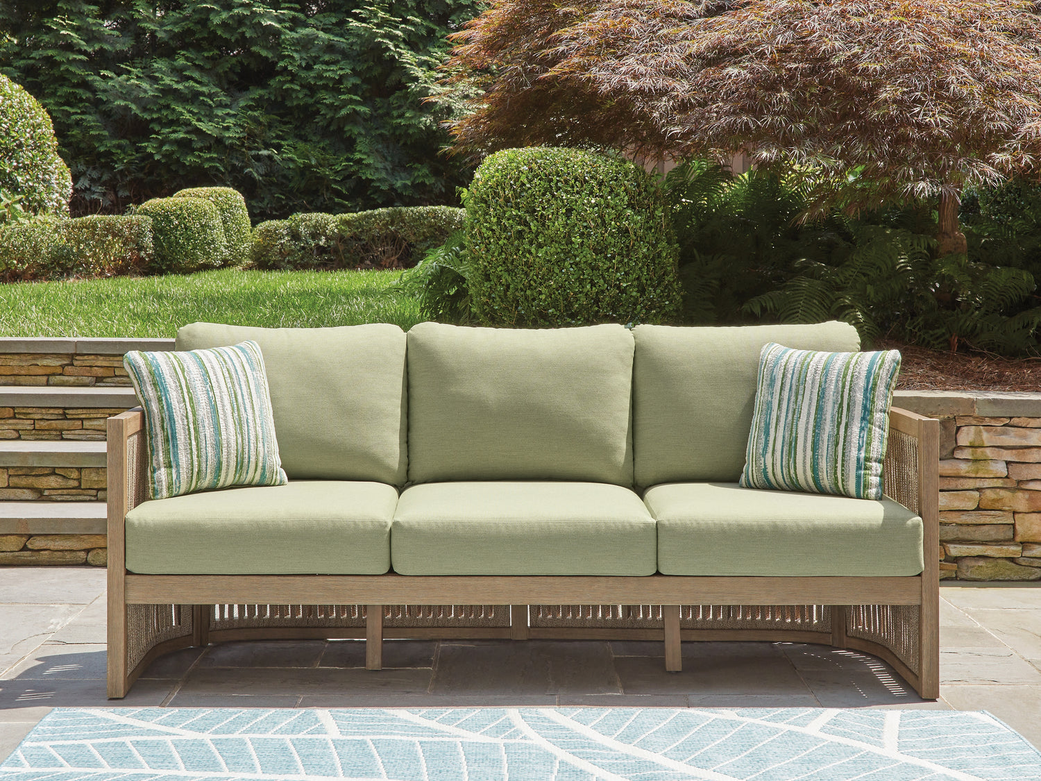 Vision Lane Beige/Green Outdoor Sofa with Cushion - PCP604-838