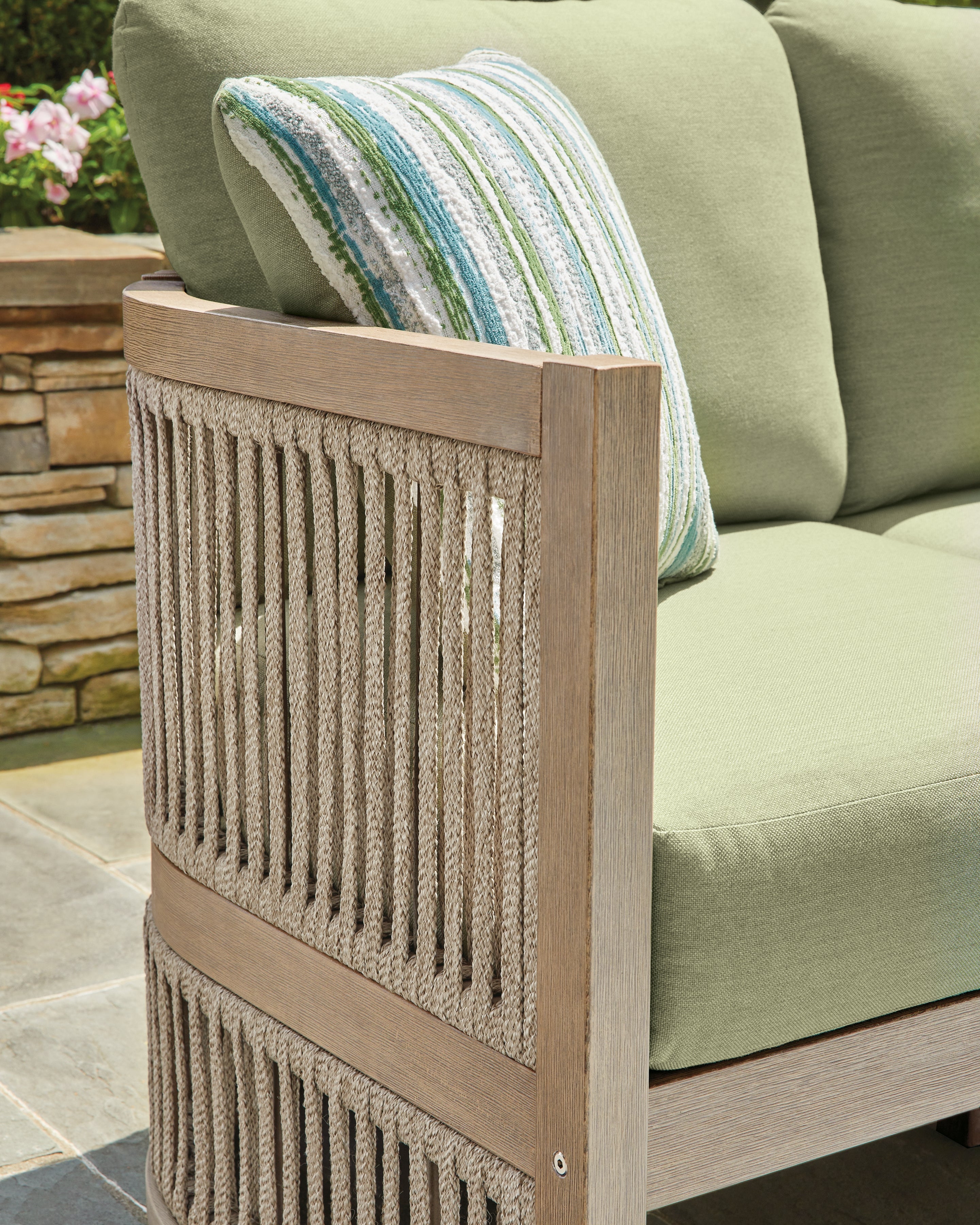Vision Lane Beige/Green Outdoor Sofa with Cushion - PCP604-838