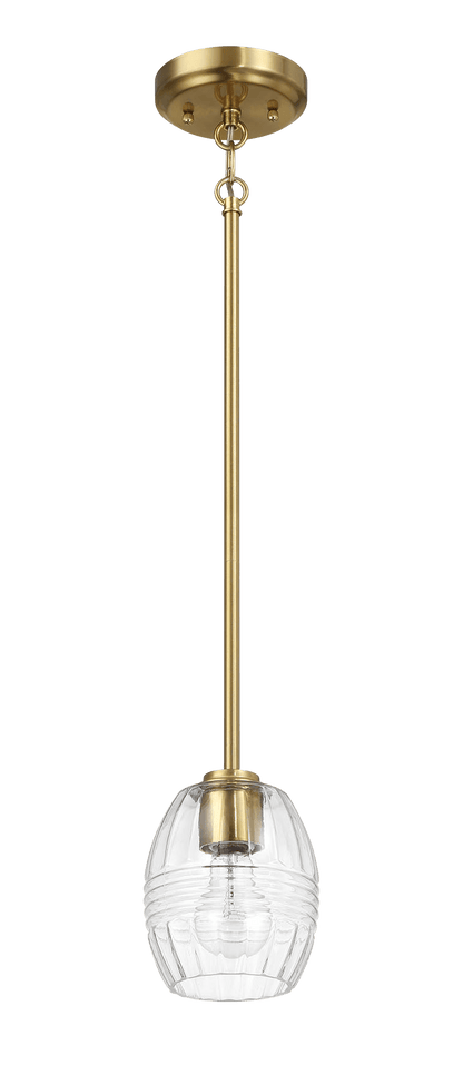Vista Single Pendant Chain Hanging Light with Clear Glass - Satin Brass - PNL03901701