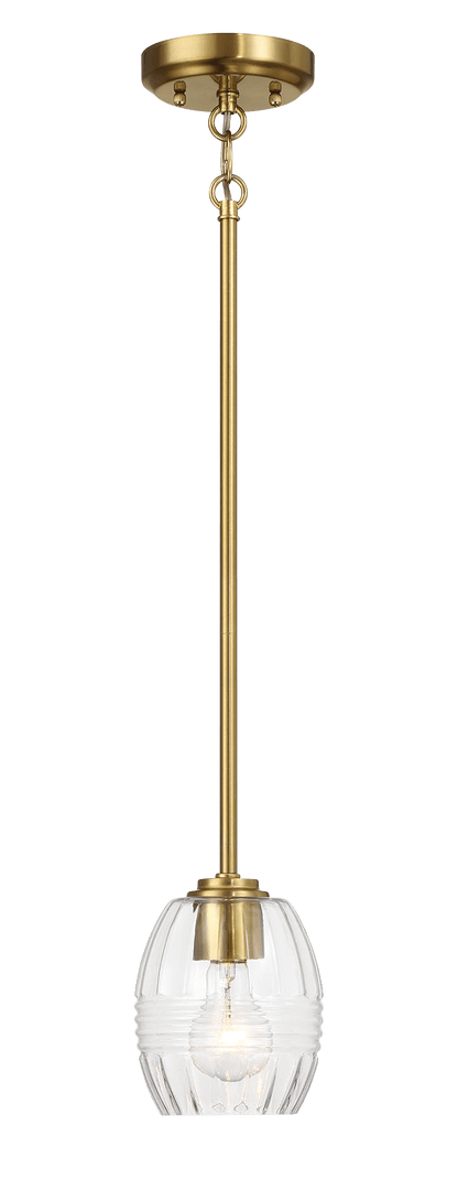 Vista Single Pendant Chain Hanging Light with Clear Glass - Satin Brass - PNL03901701